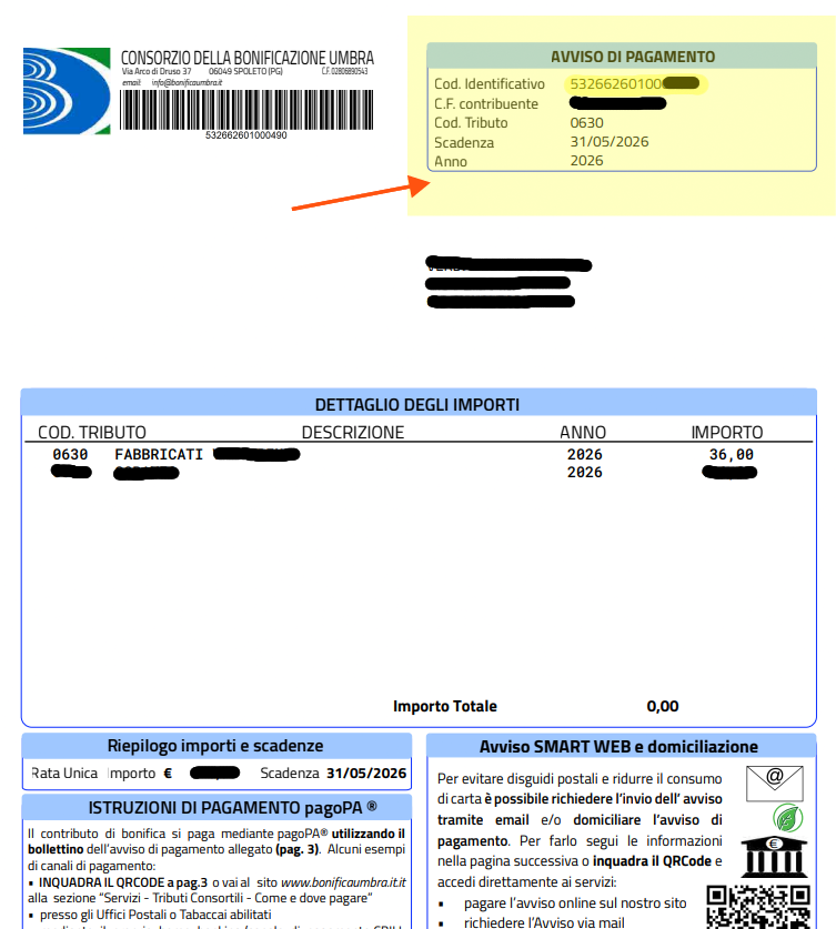 Avviso pagamento